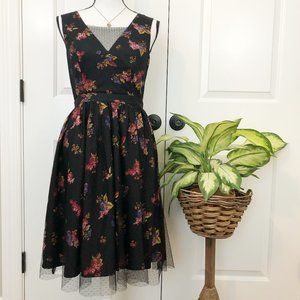 ModCloth Black Lace Floral Tulle Dress